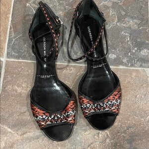 Sigerson Morrison Black and Red Woven Flats